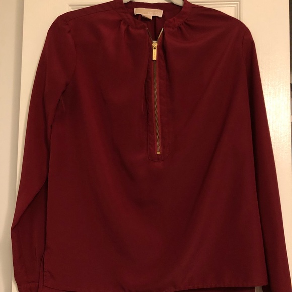 Cranberry Michael Kors Zip Blouse - Picture 1 of 5